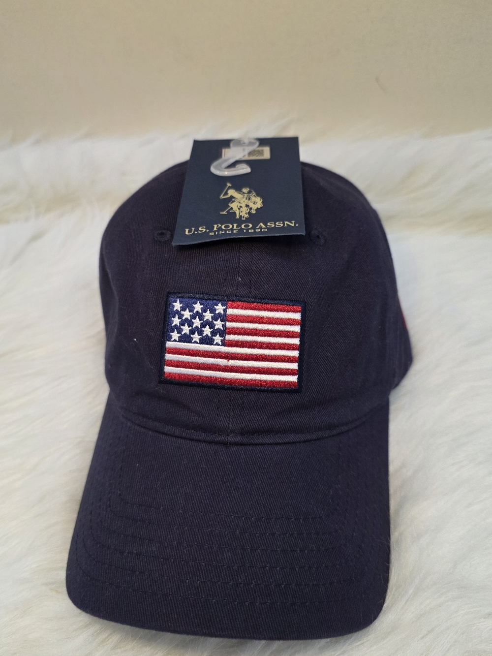 U.S. Polo Assn. Men's Navy Baseball Cap with American Flag Patch
